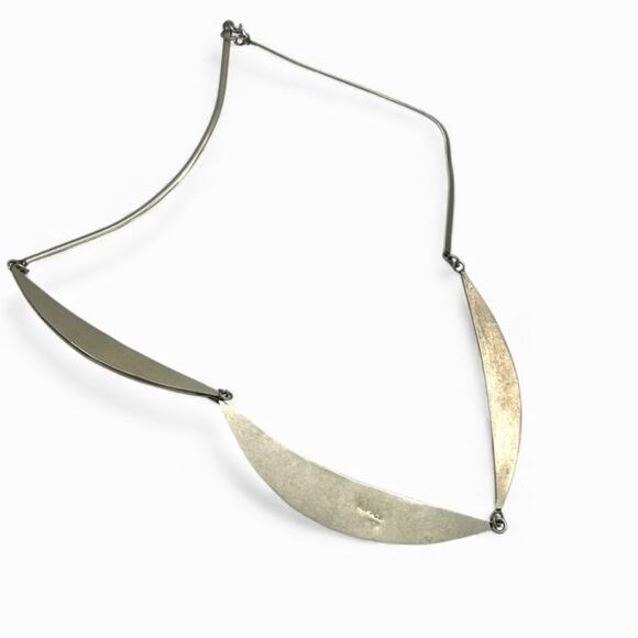 Vintage Bent Knudsen Denmark Sterling Silver Choker Necklace marked Inlaid - Picture 5 of 6